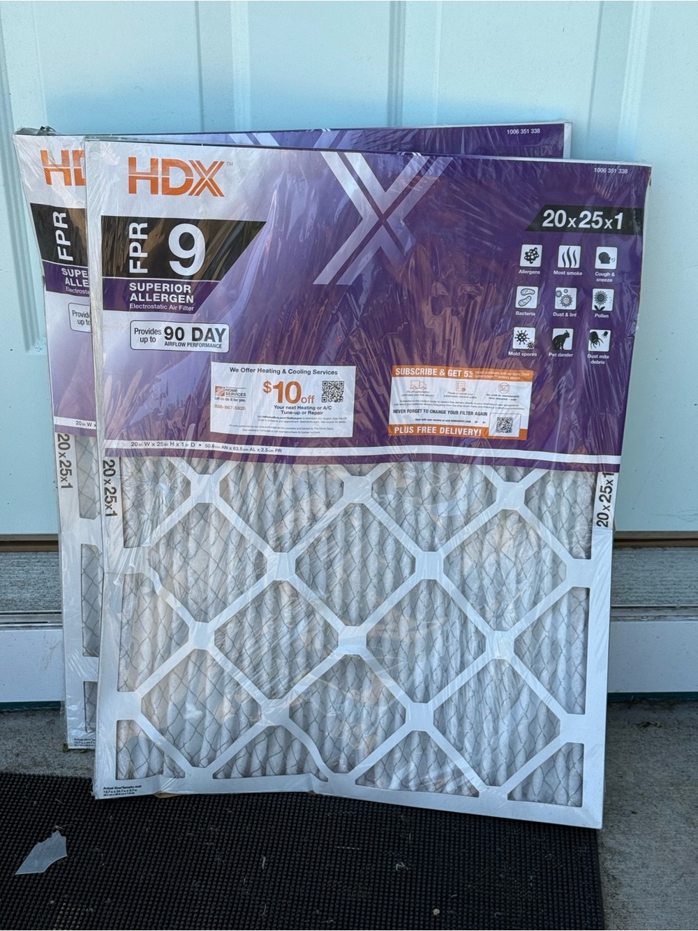 NEW HDX FPR 9 Air Filter ~ Superior Allergen Electrostatic Air Filter ~ 20x25x1